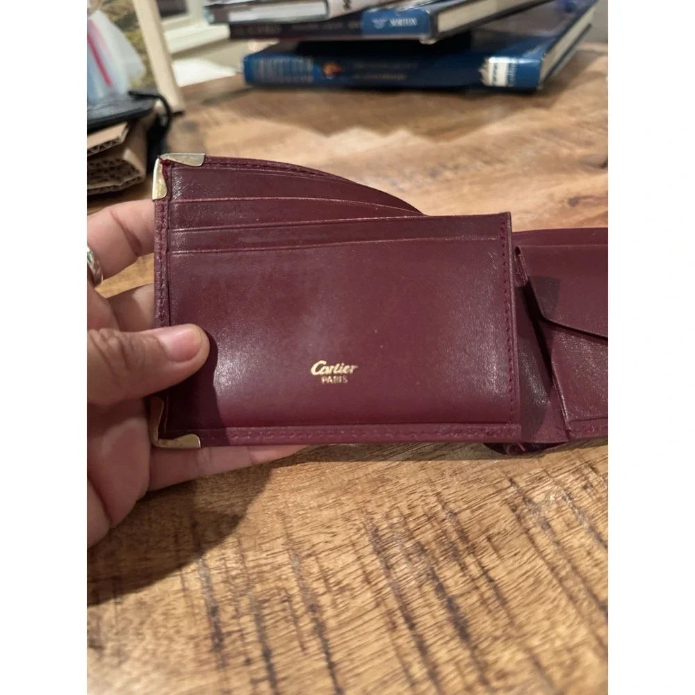 Authentic Cartier Must De Cartier Burgundy Leather‎ Wallet Bifold Vintage France